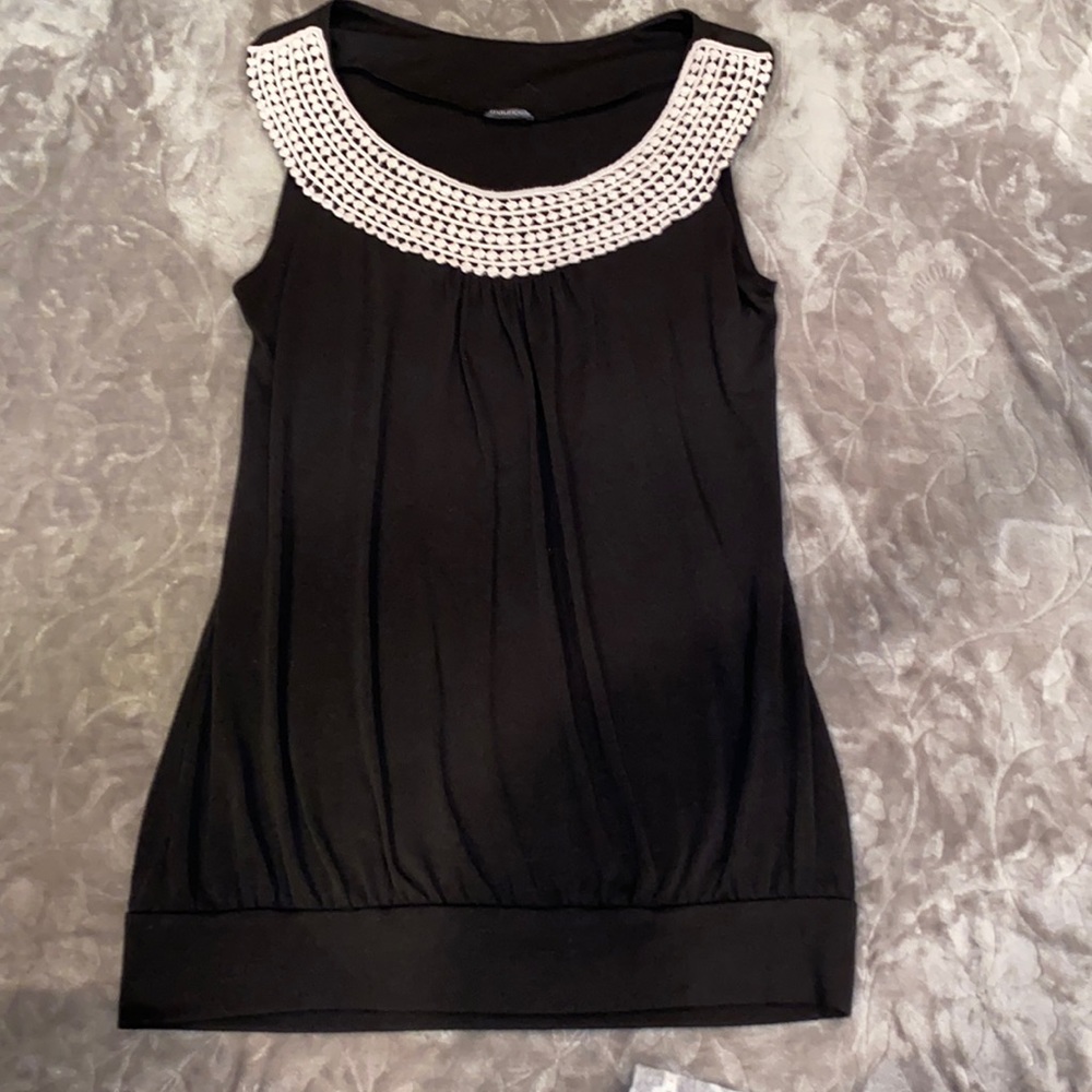 Maurices lace style embellished collar sleeveless top